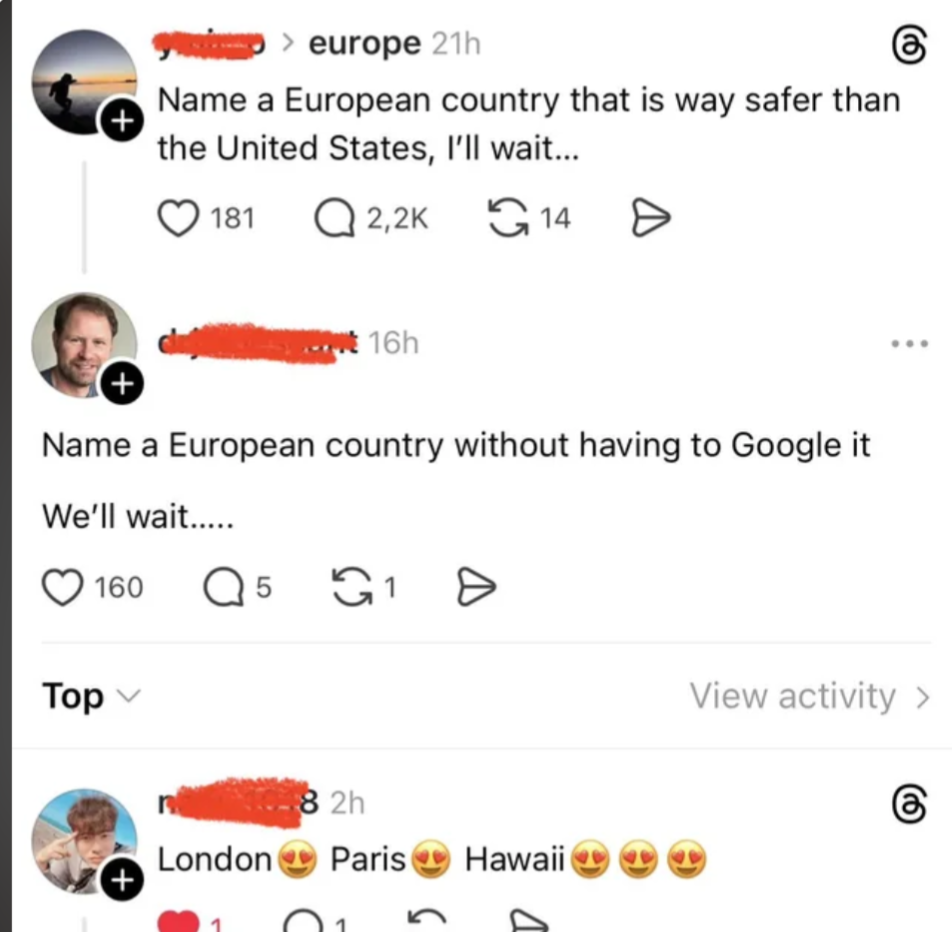 Type shit Americans will say