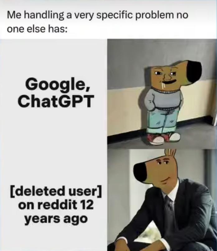 Reddit > chatgpt, google