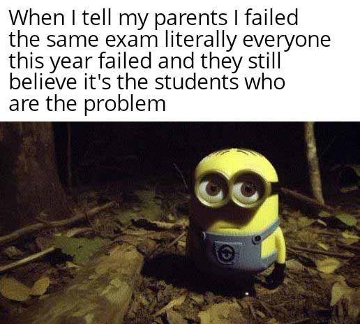 Admit that maybe there's a systemic problem plaguing education or draw 25 cards.