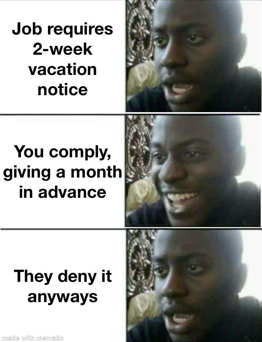 Thanks scheduler. Fuck you too.