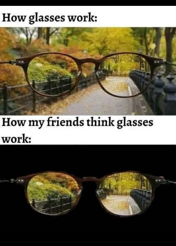 How my friends think glasses work :