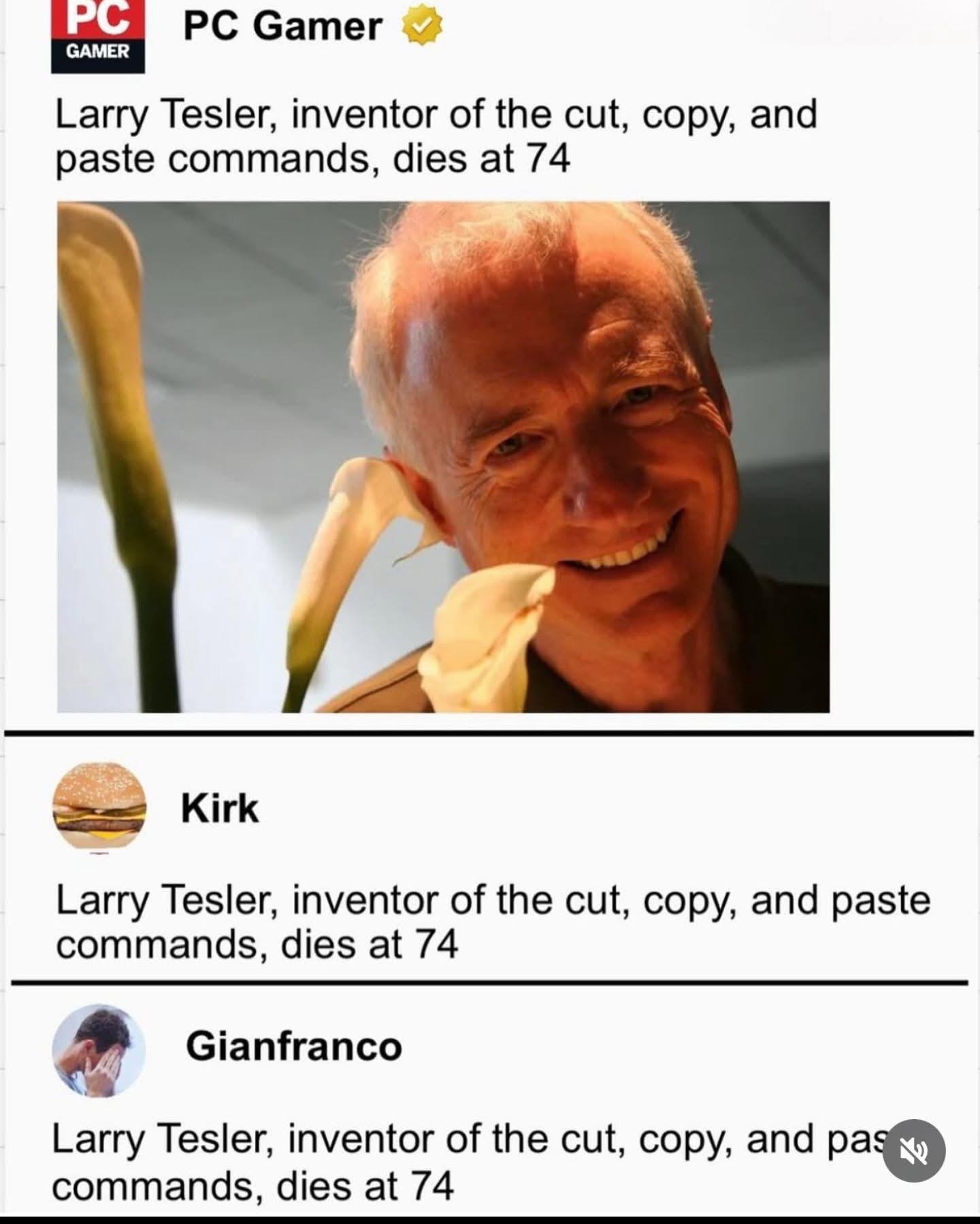 Larry Tesler, inventor of the cut, copy, and paste commands, dies at 74