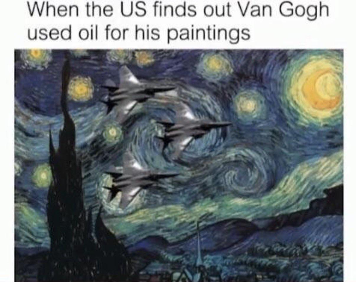 When the US finds out Van Gogh used oil for this paintings