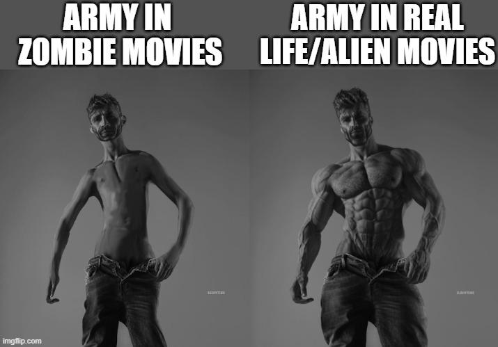 Army in Zombie Movies be like