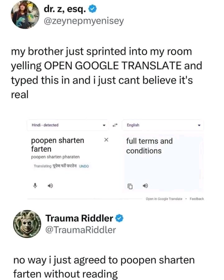 So that's what I agreed to in terms and conditions