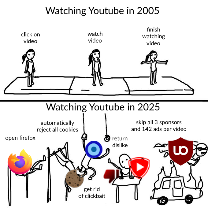 Crazy the amount of modding you have to do just to watch one video peacefully...