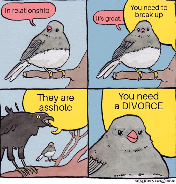 Average response on reddit about relationships