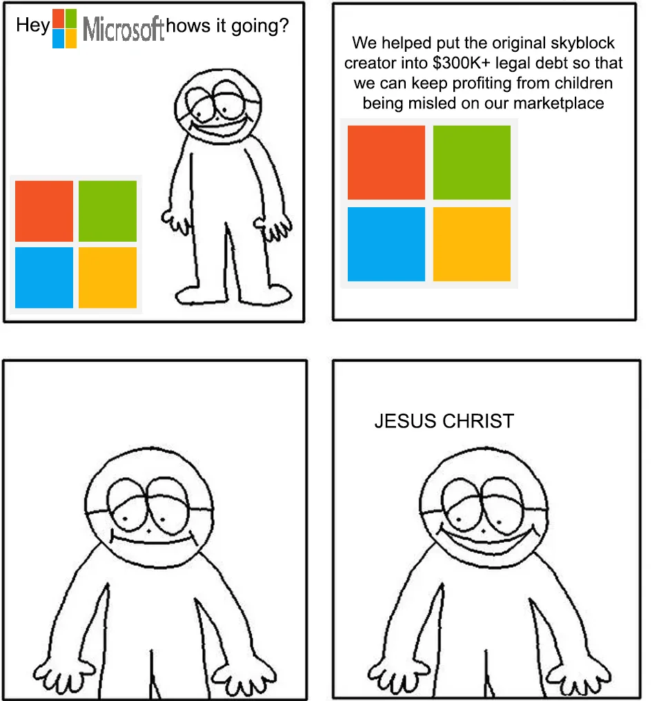 Skyblock Court Case Meme