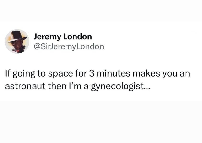 If going to space for 3 minutes...