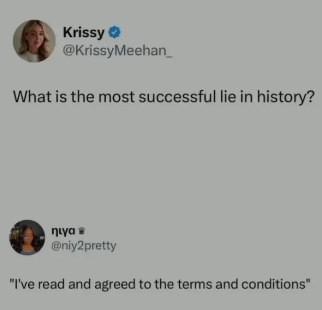 Biggest lie in world