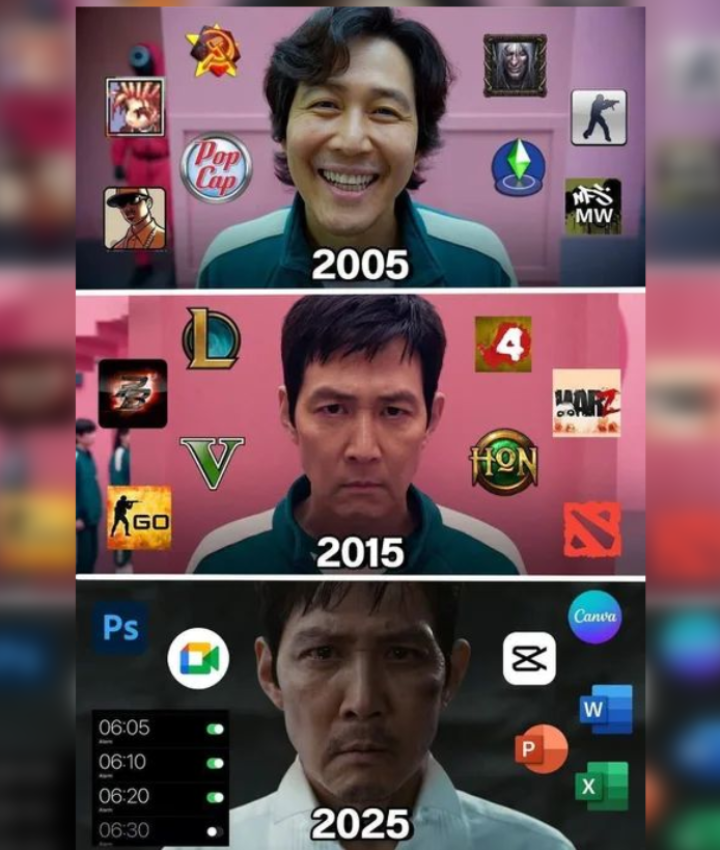 2005: gamer. 2025: survivor