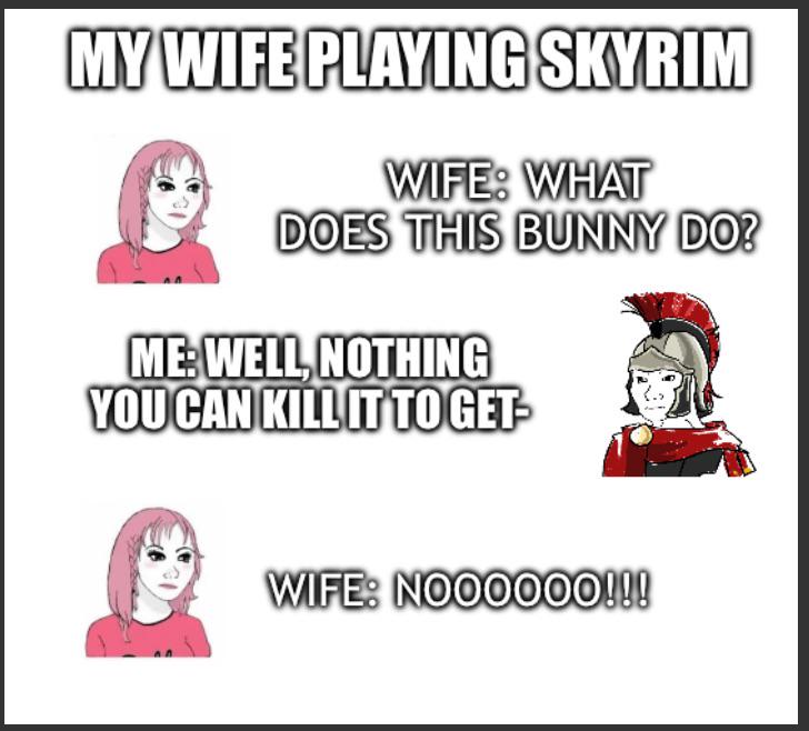She just started playing Skyrim