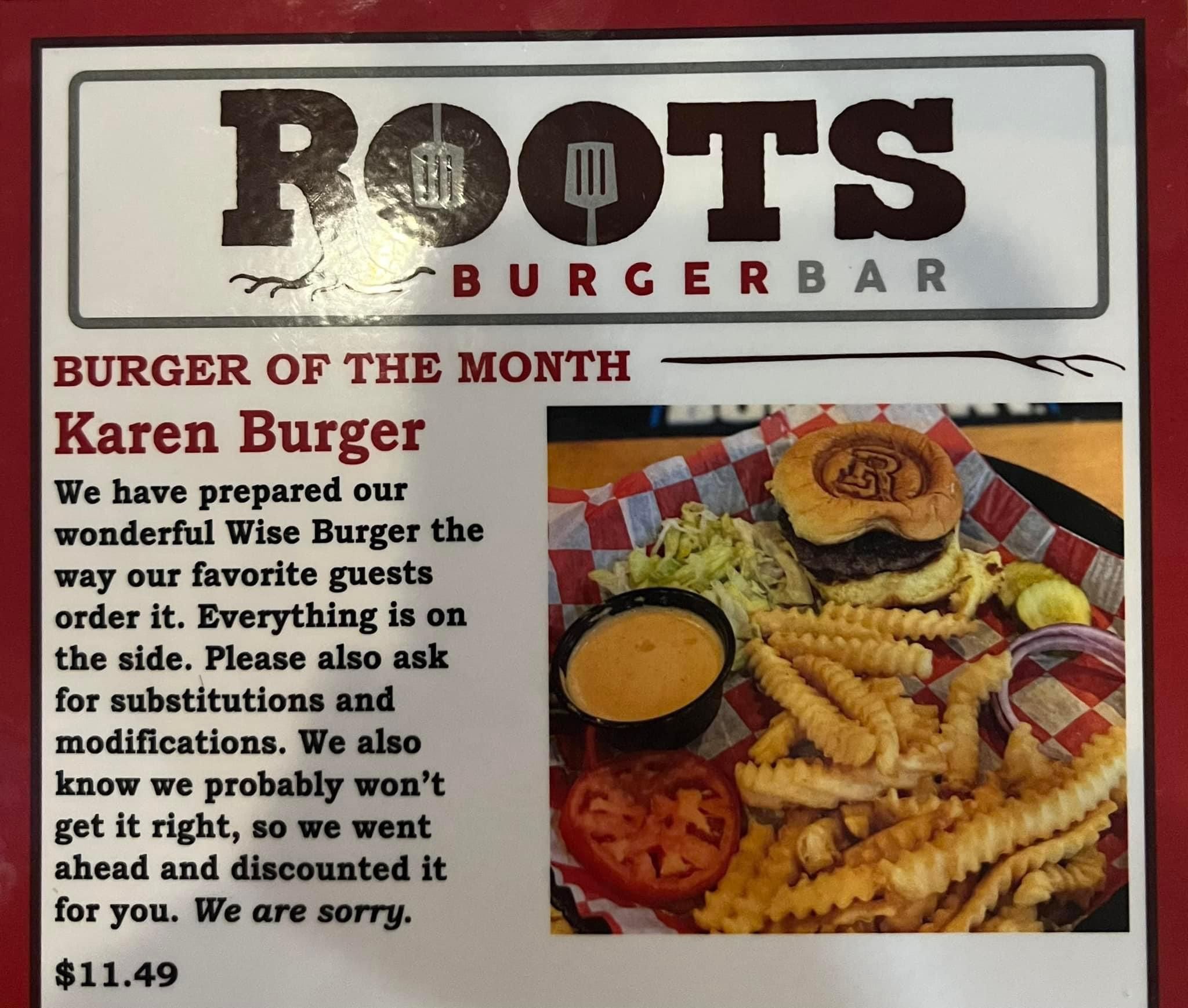 Local Restaurant’s burger of the month
