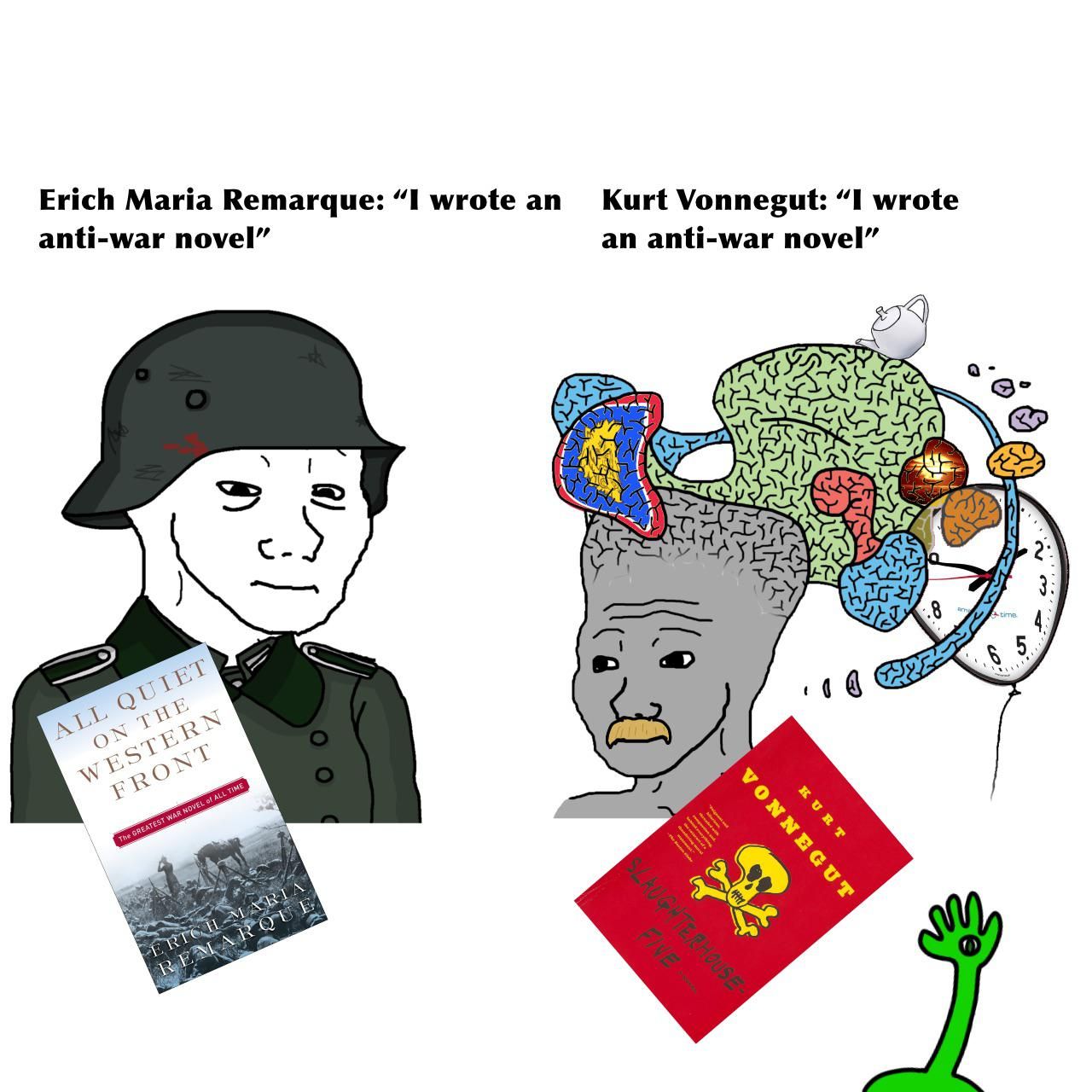 Two anti-war books, two completely different styles of writing