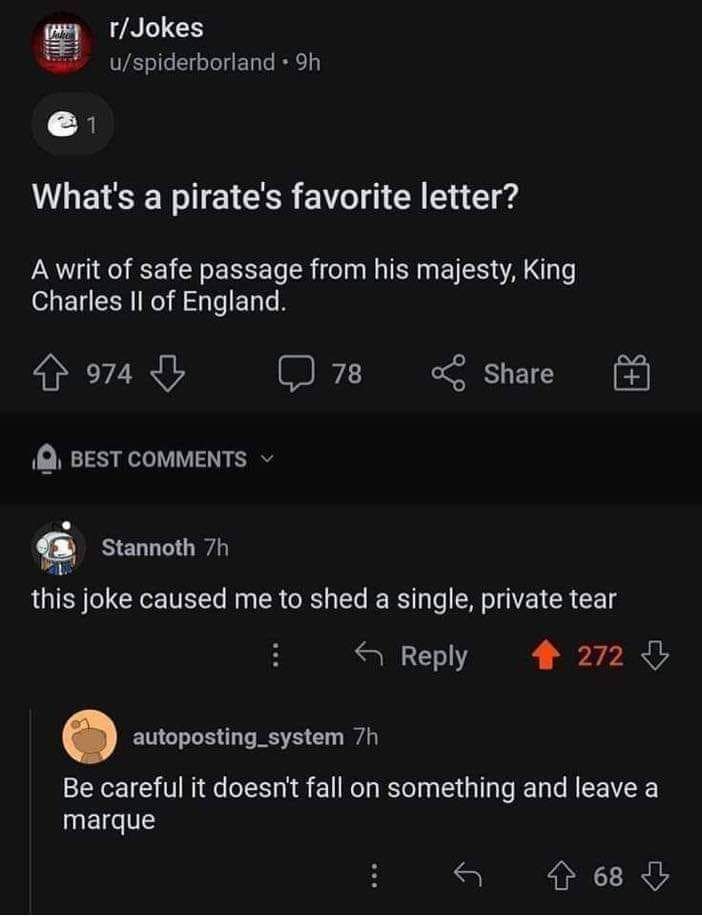 Old joke, new punchline.