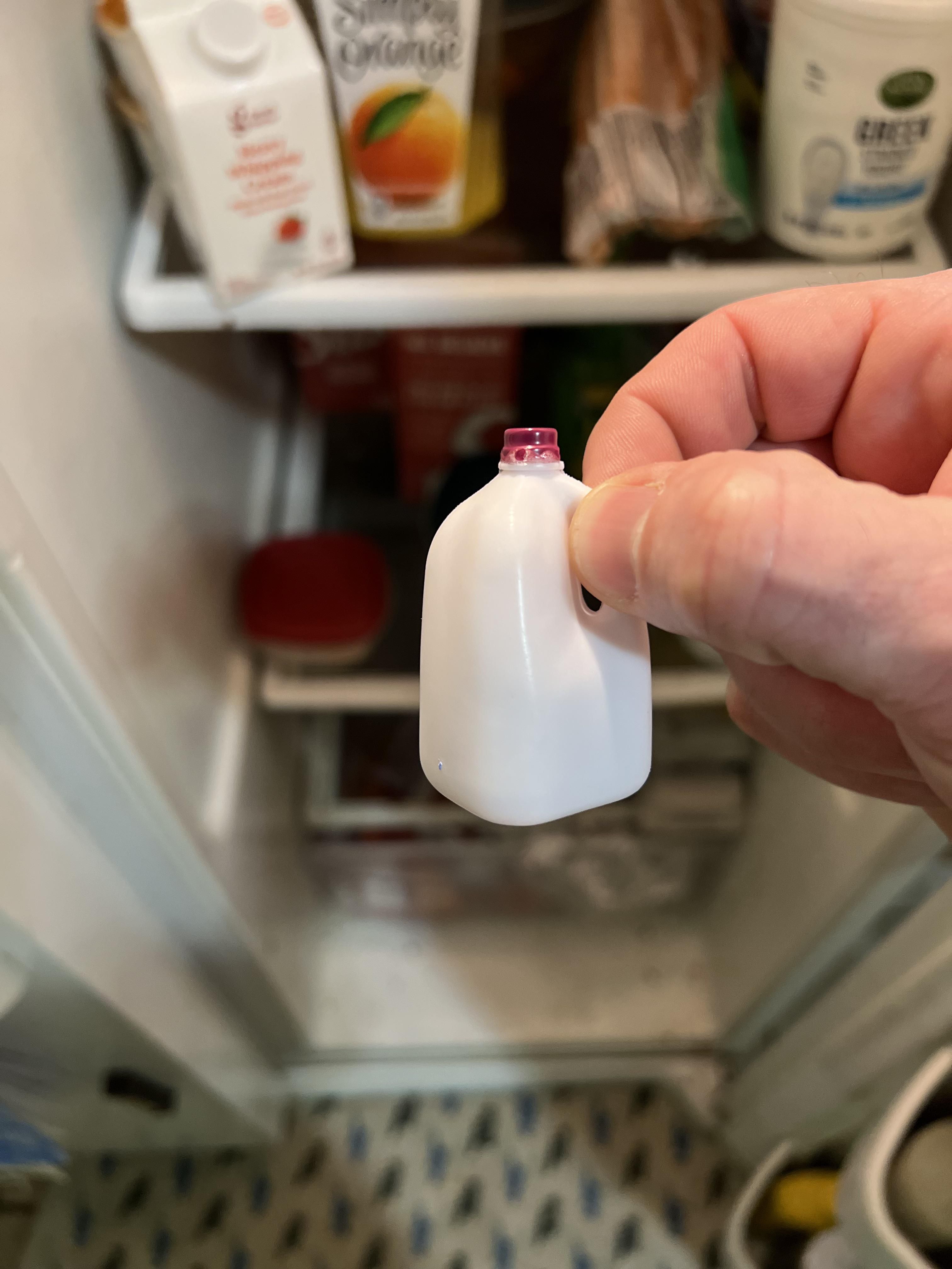 My daughter told me we only had a little milk left in the fridge.