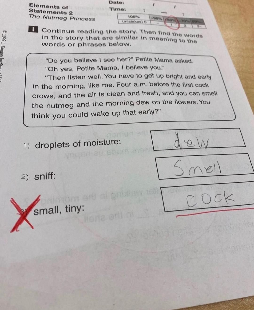 One of my first graders handed this in today