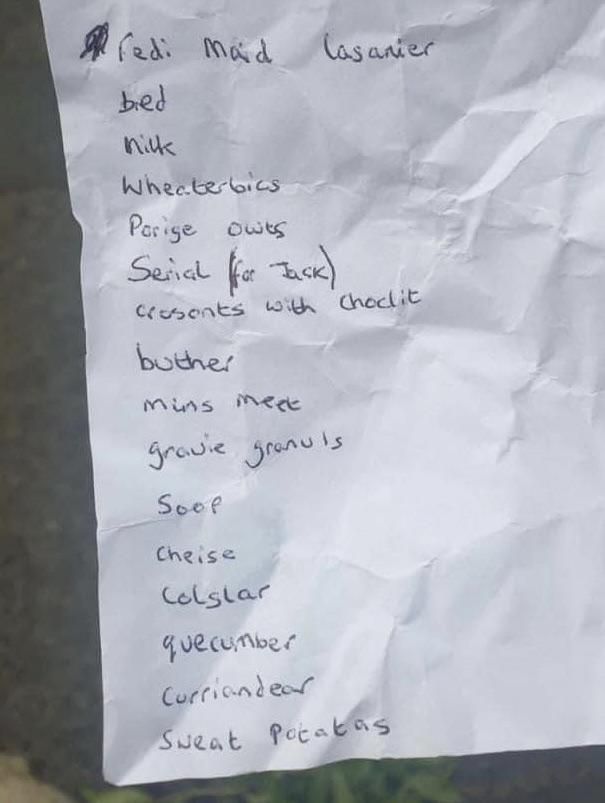 This shopping list…