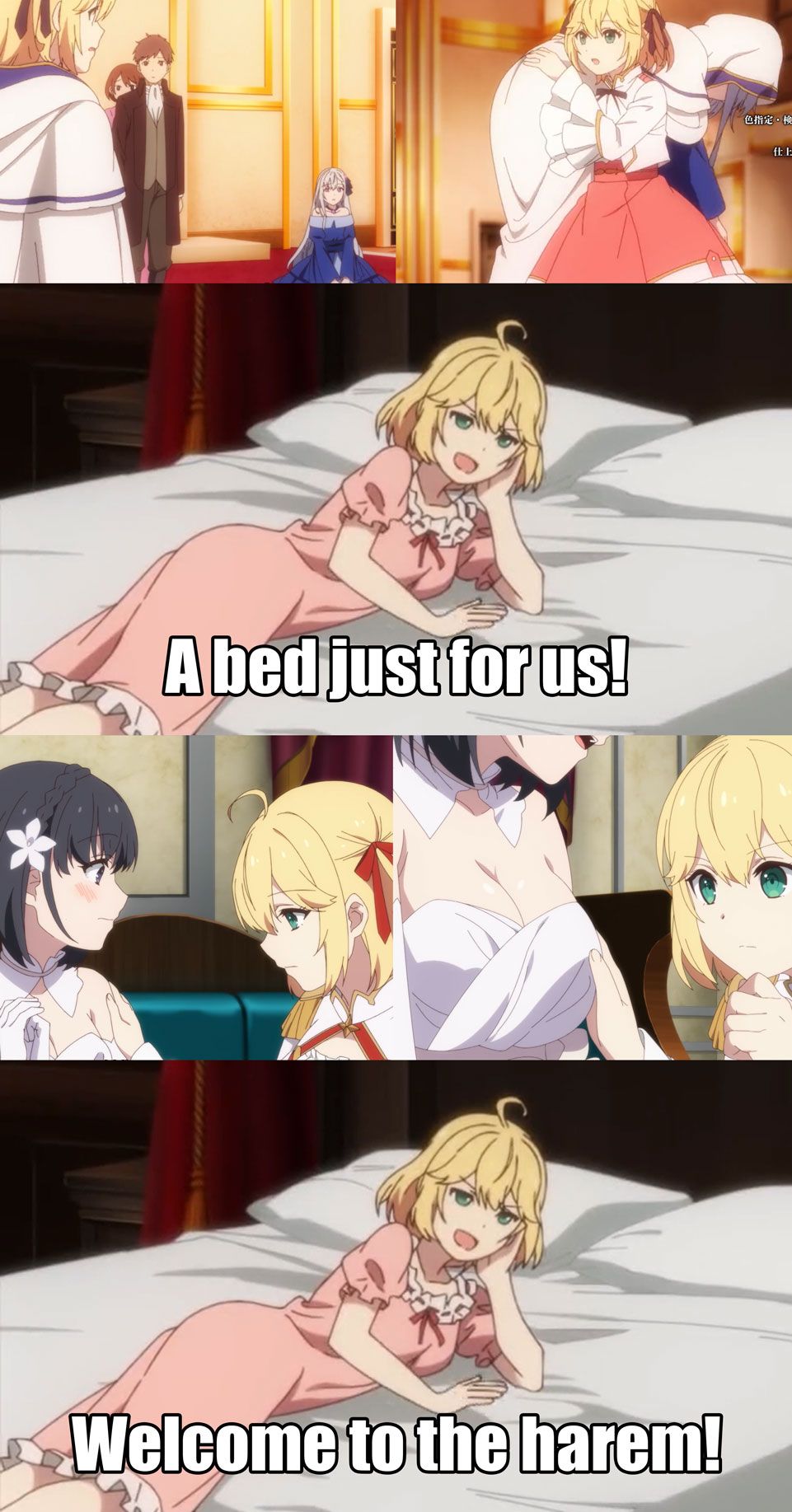 It's not a harem anime. But it is 100% yuri, no bait