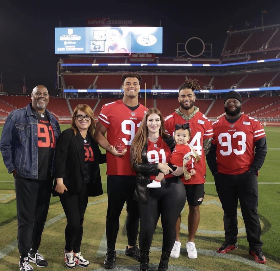 NFL players attempt to steal a glance at his teammate's wife