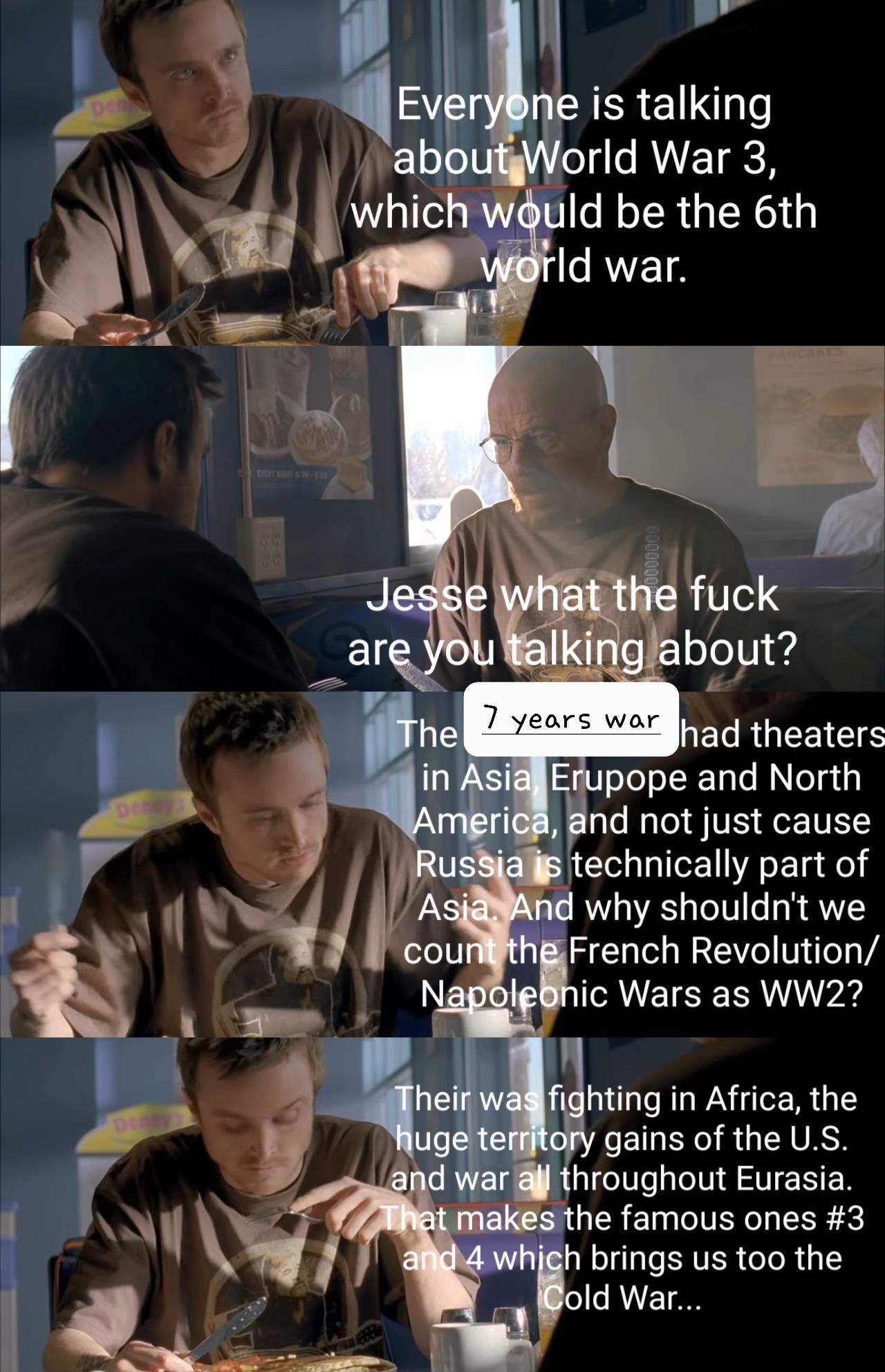 My dyslexia kicked in and I got the 7 years war confused with the War of 1812 previously.