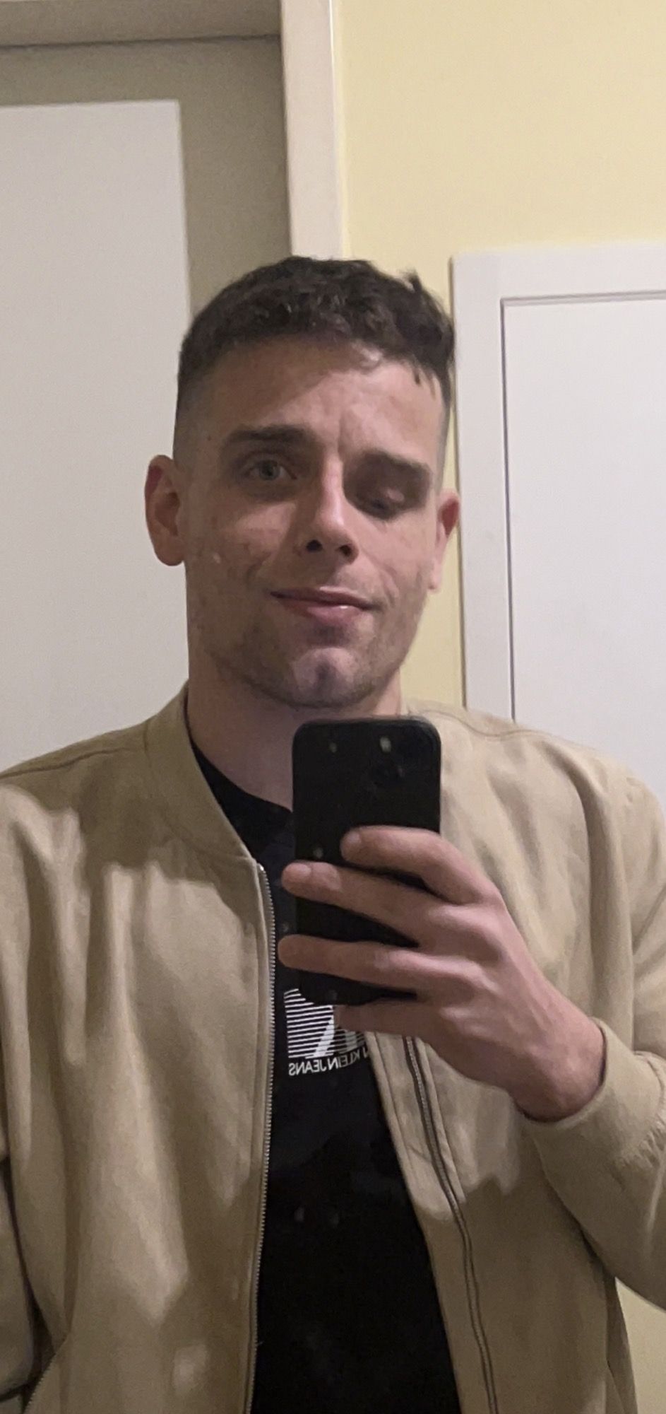 I tried to take a picture of myself but apparently looked at the phone midway through.