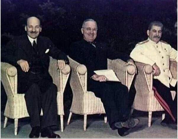 Joseph Stalin wearing a prototype of Adidas tracksuit pants, circa 1945
