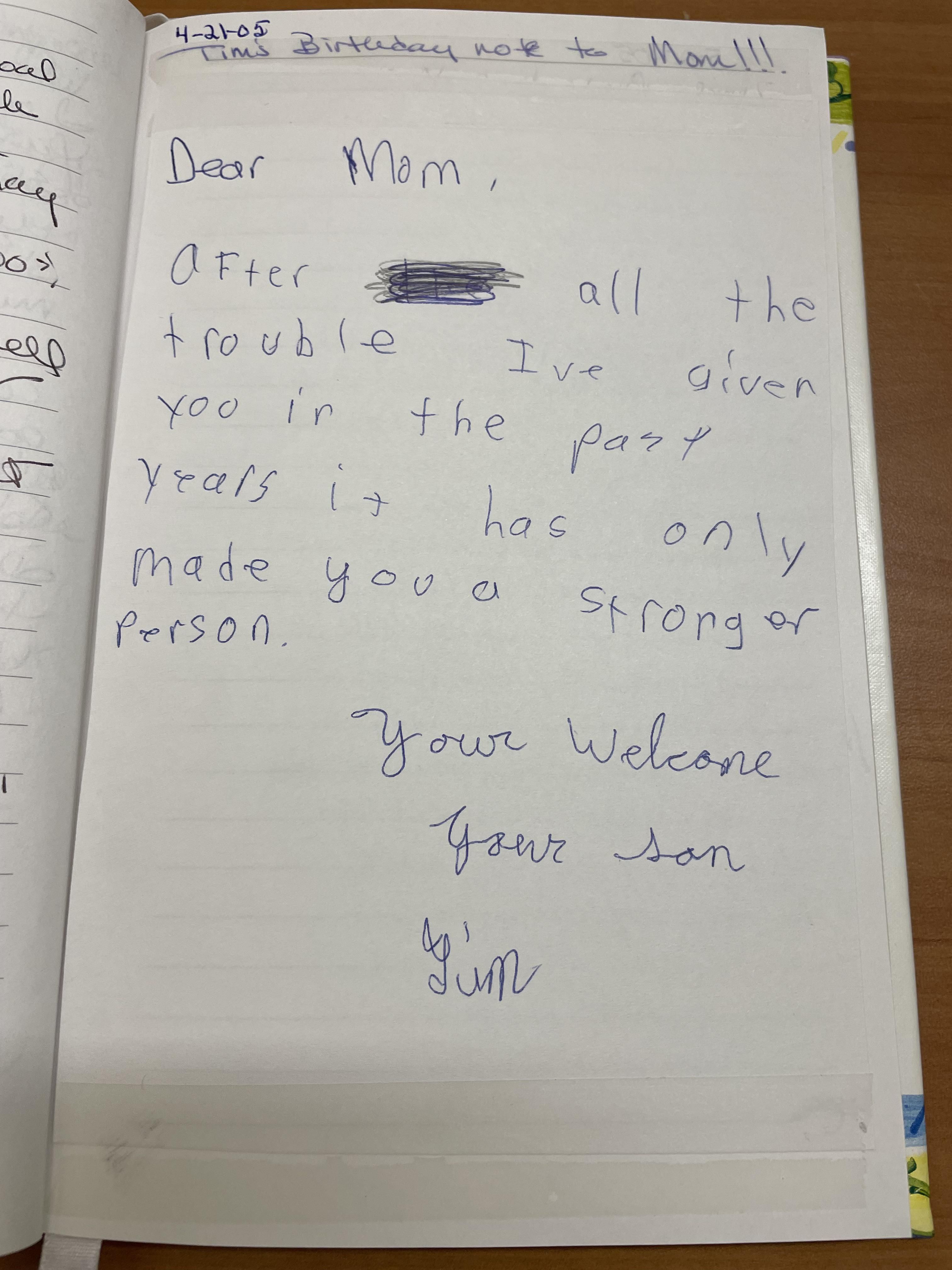 The birthday card 9 year old me gave to my mother