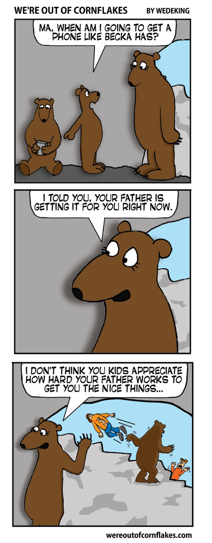 Bear family in a cave