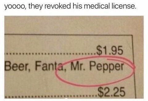 Dr Pepper’s medical licence gets revoked circa 1885