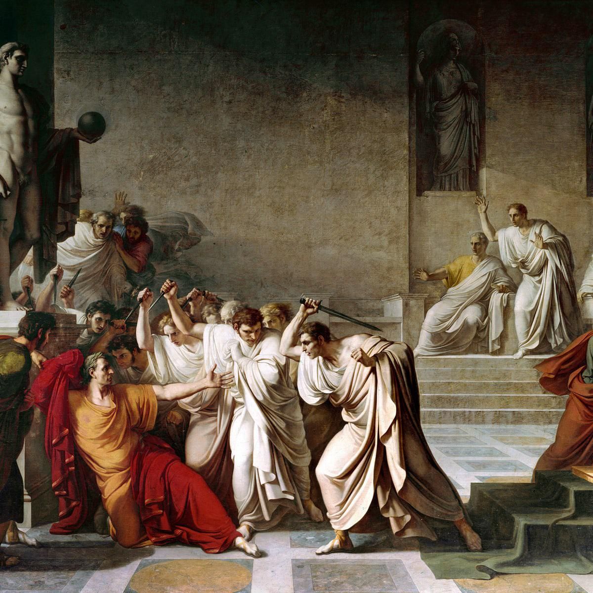 Why doesn’t Ceaser just stand up and run away from the assassins? Is he stupid?