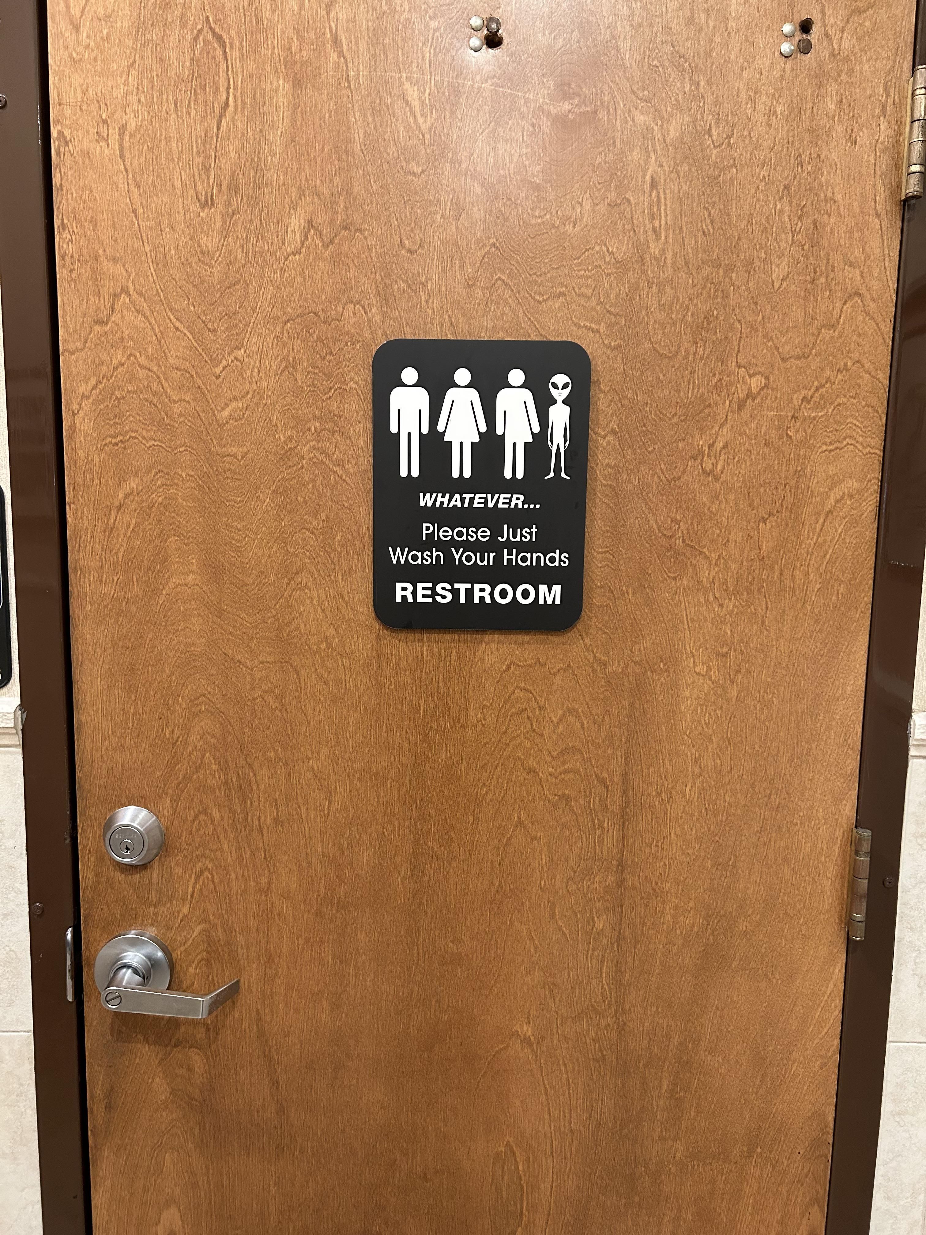 Sign on bathroom door at my local deli