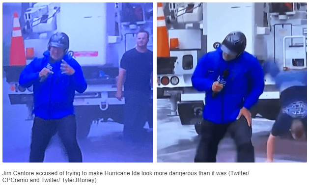 Jim Cantore trolled for dramatic hurricane Ida coverage as man performs cartwheels in background