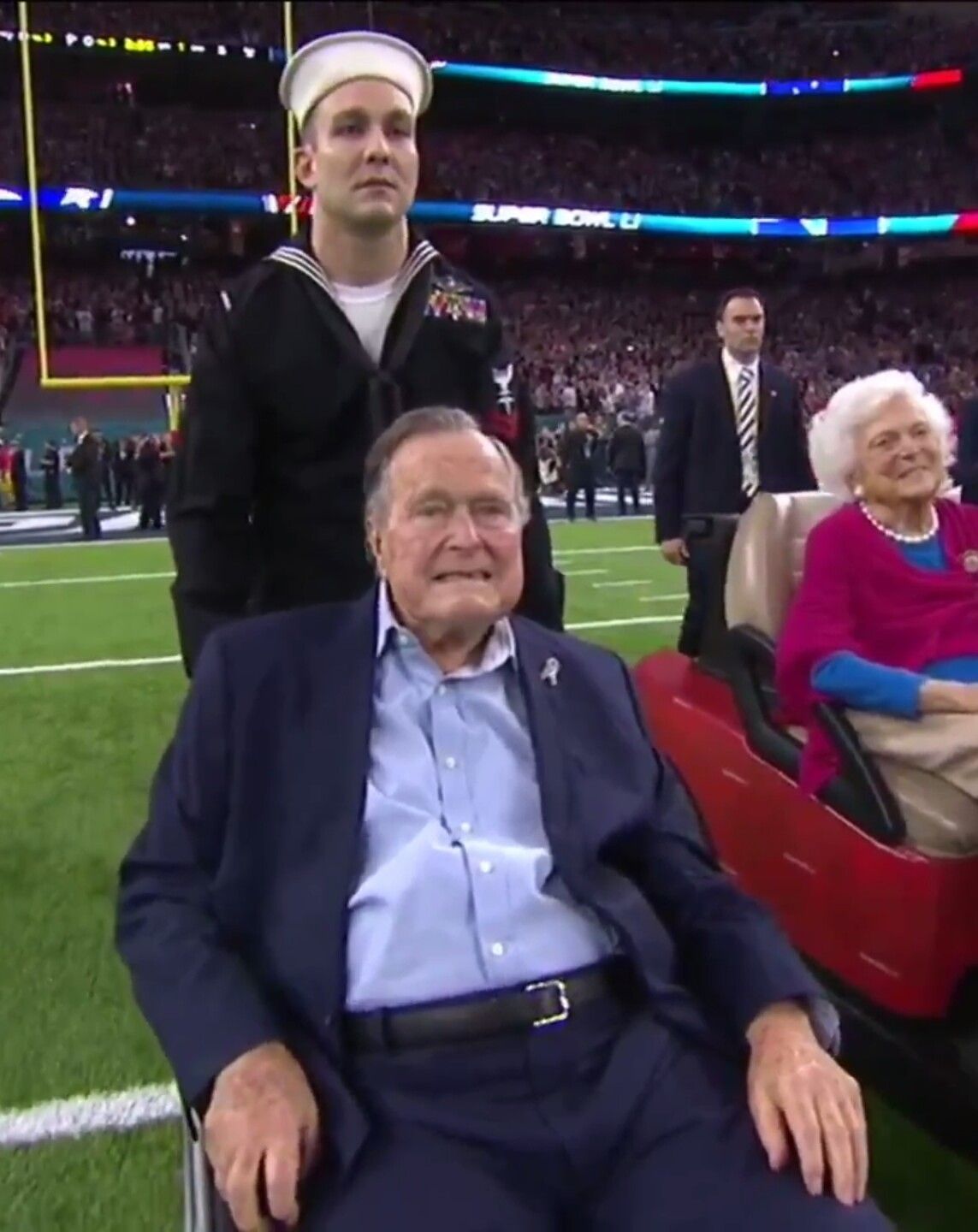 Mermaid Man and Barnacle Boy are honored at Super Bowl LI