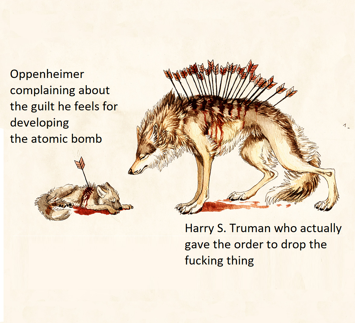 Harry S. Truman got very tilted when Oppenheimer complained to him about the guilt he feels