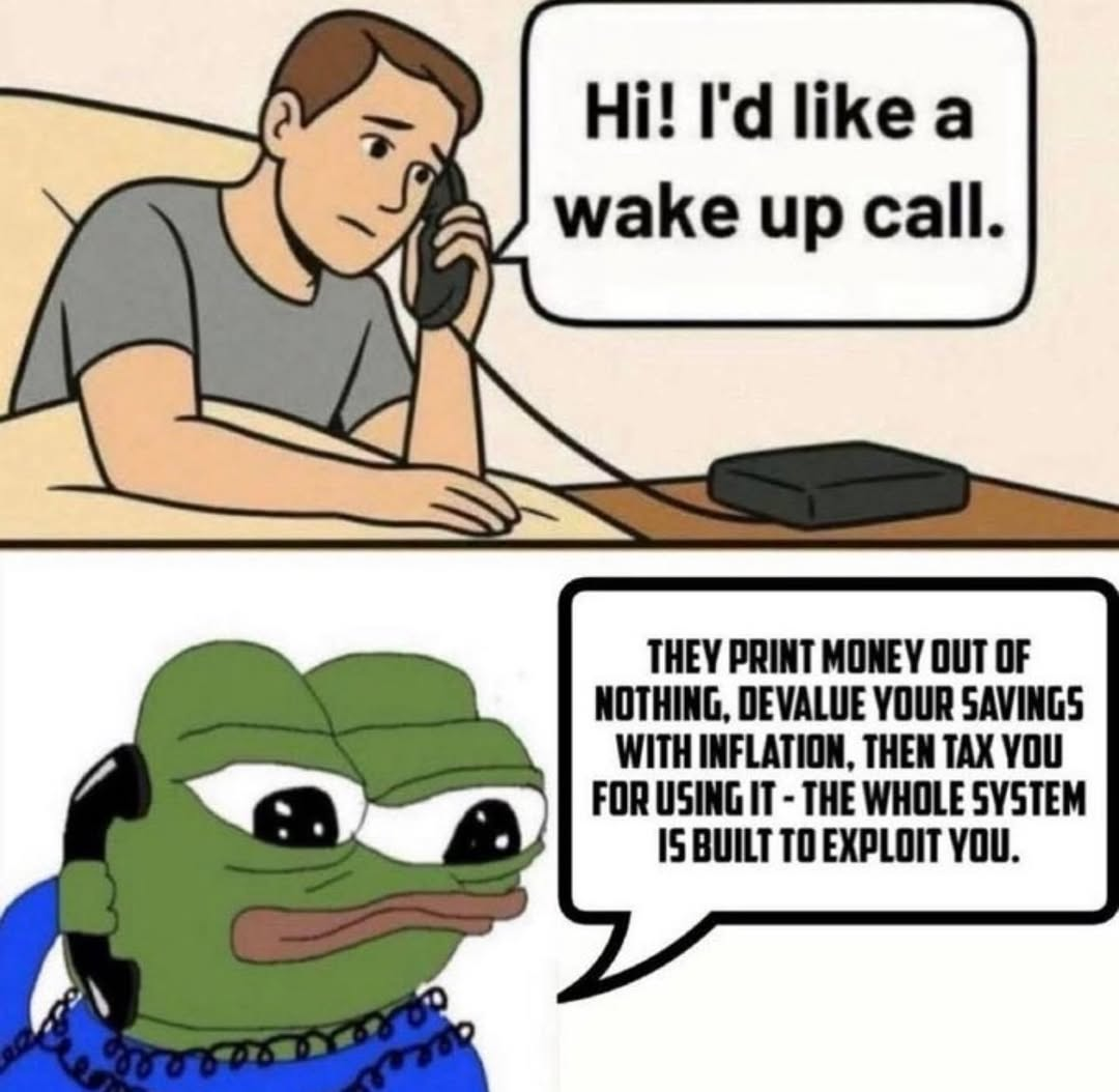 wake up call for printing money meme