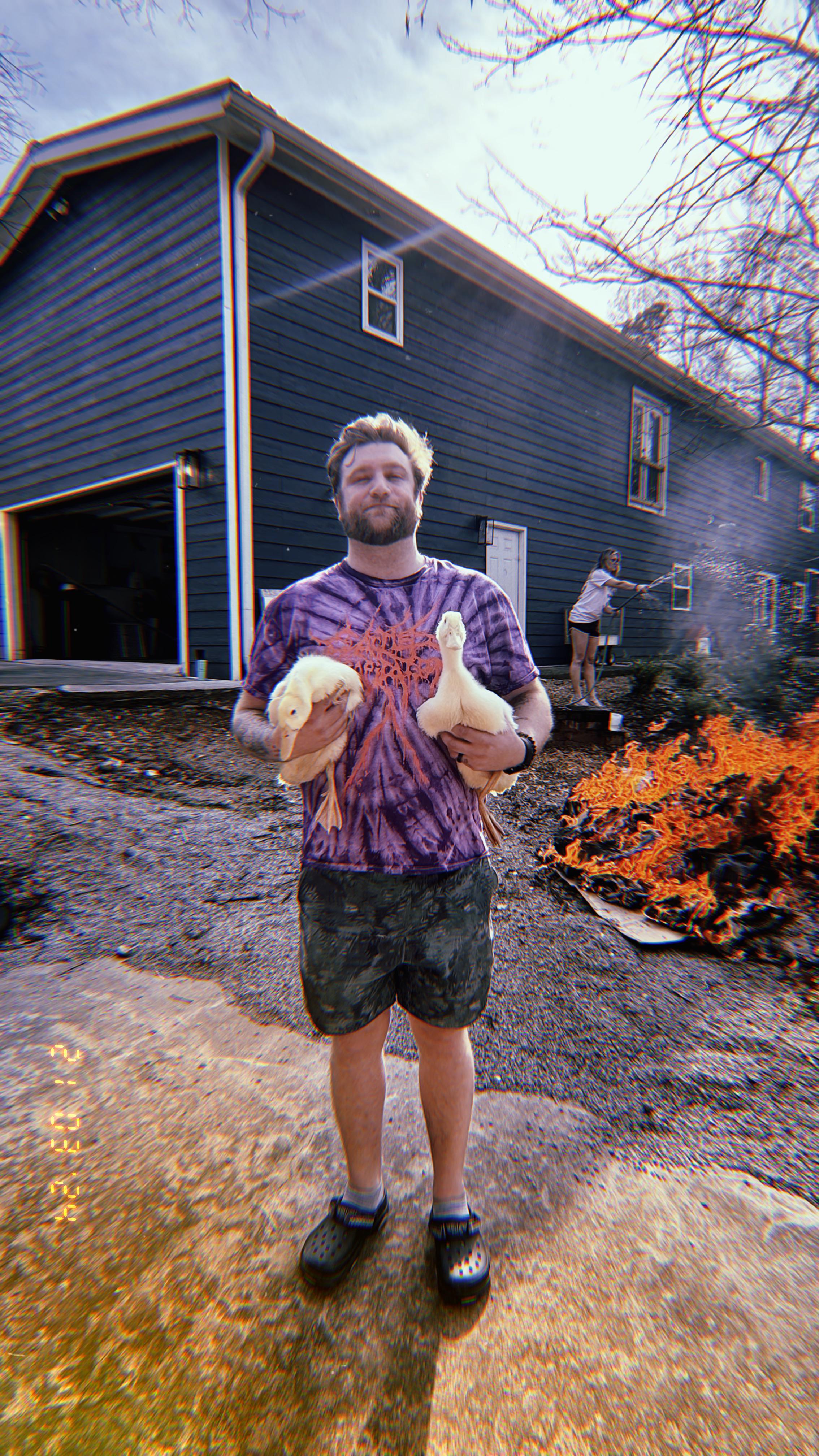 Was told I should post here for investment opportunities. Me and my ducks strike a pose while my wife puts out a fire I started.