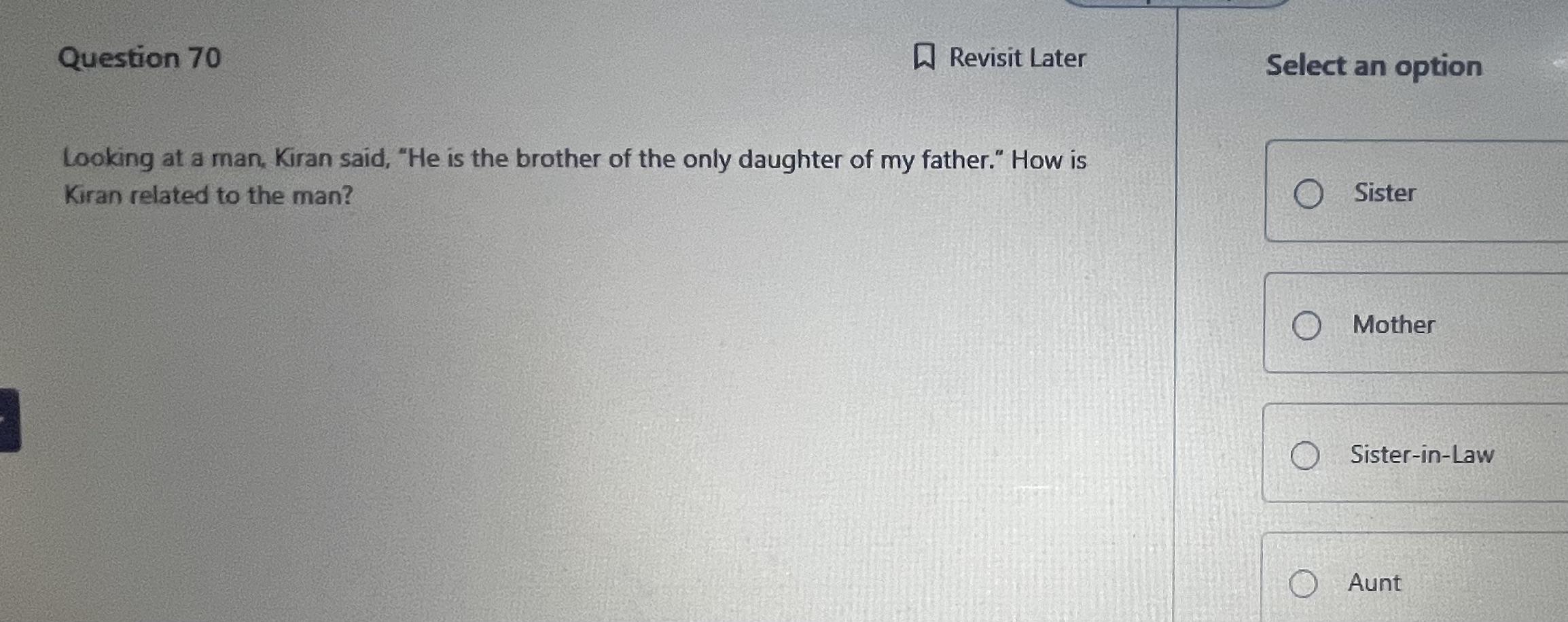Got this question in one of my entrance exams