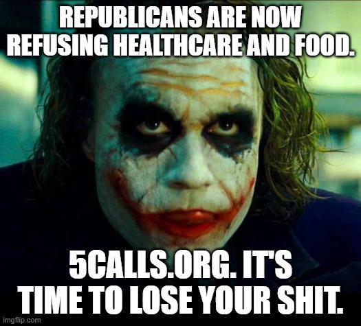 The U.S. Military members are visiting food banks. Because Republicans would deny America healthcare.