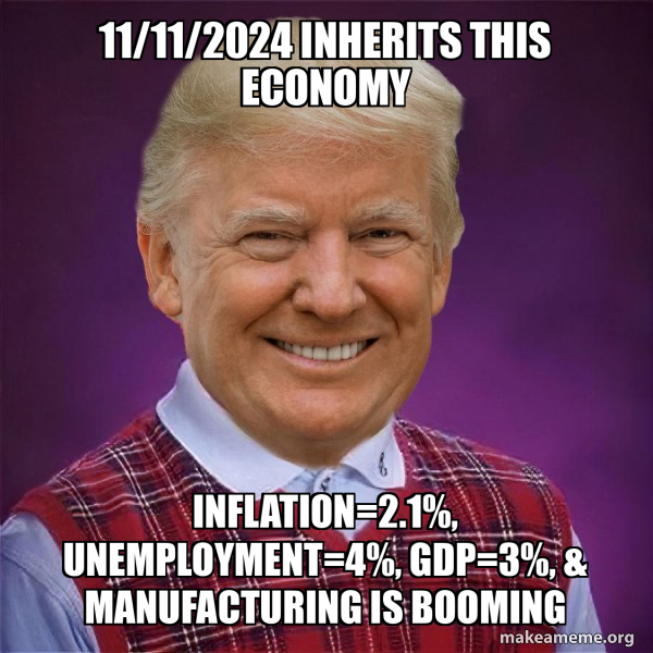 Trump's got a tough job to improve on current economy. Let's see where he takes this in a couple years.