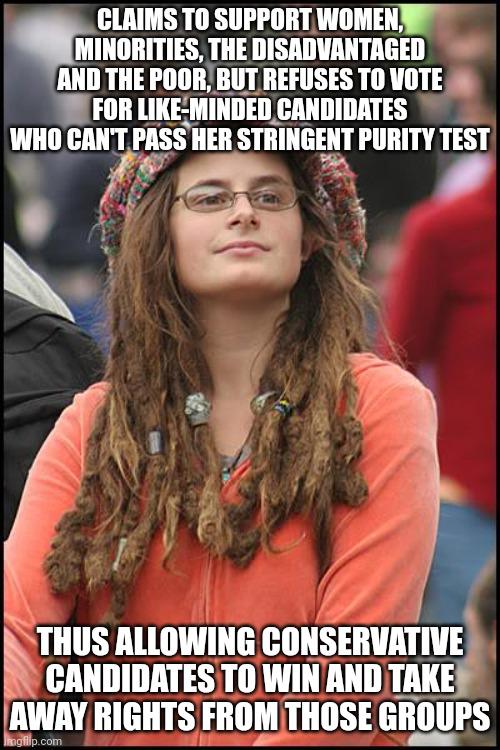 The ultimate white privilege is not voting because the consequences won't affect you as severely as marginalized groups.