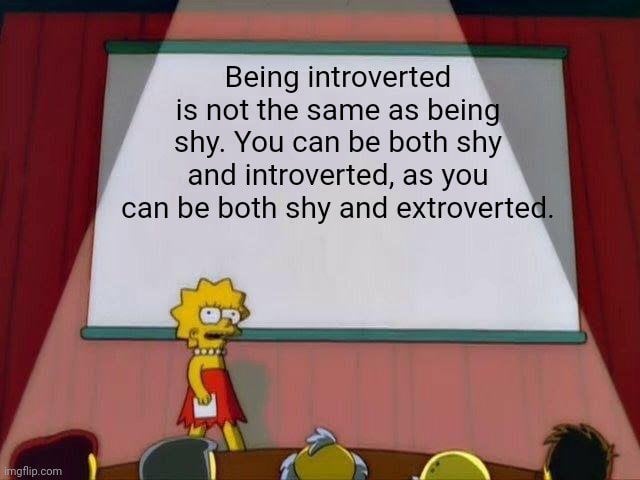 PSA: Introverted does not equal shy