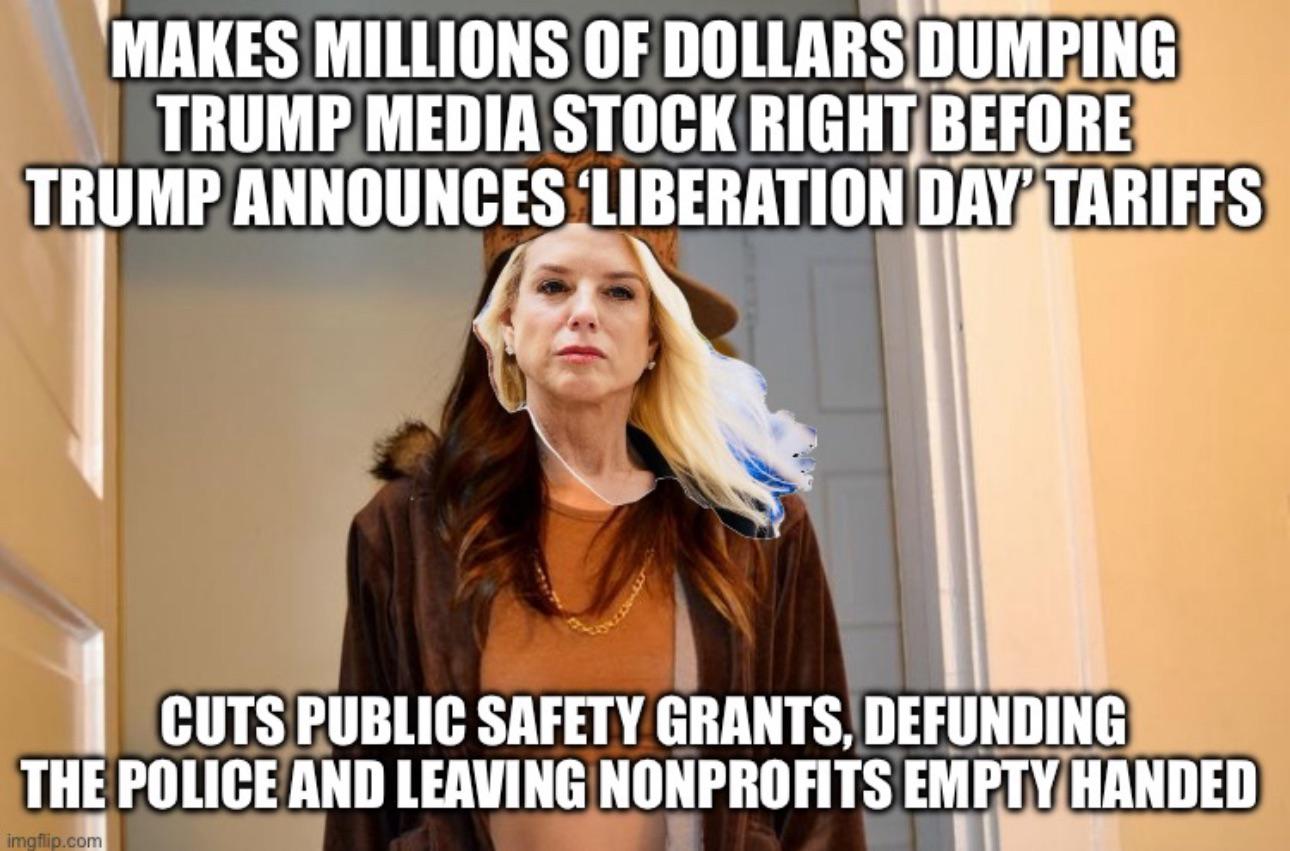 “I will never let money from anyone affect what I do.” — Purge-urer Pam Bondi