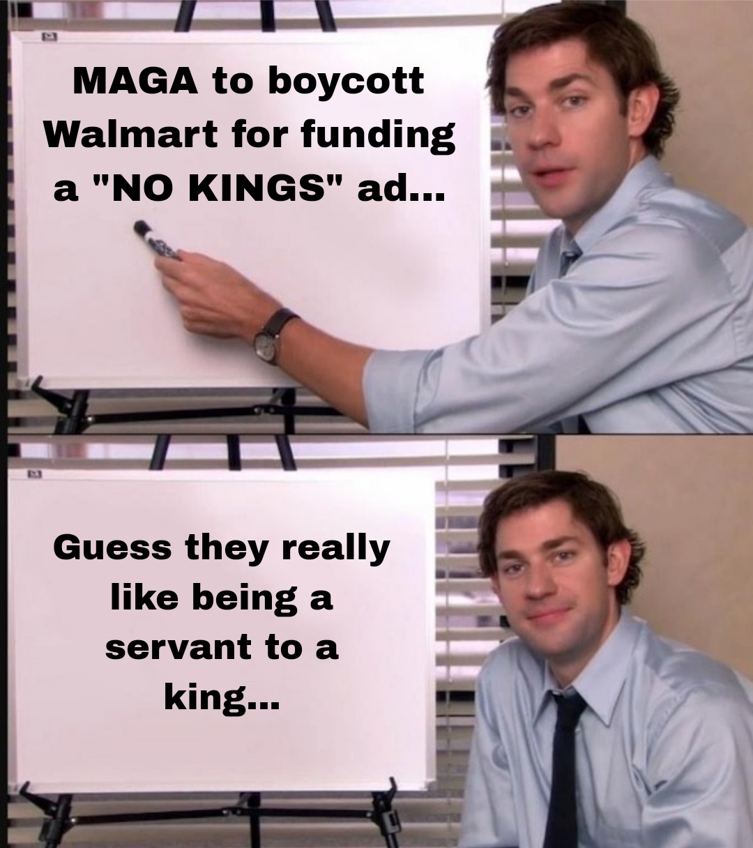 I would really like a bright red "NO KINGS" hat...