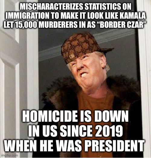 If she’s letting in all the immigrant murderers, Scumbag Trump, where are the murders? Are they just committing the murders Americans don’t want to?