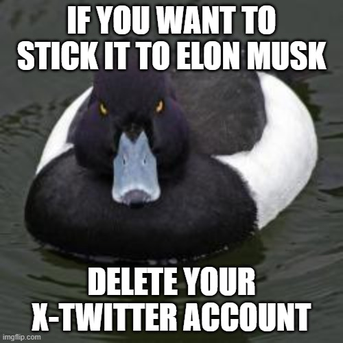 X-Twitter should be dead by now, but you keep allowing elon to have his platform (pull the rug)