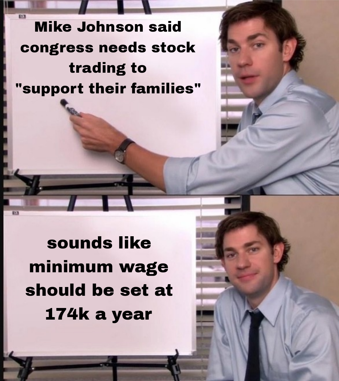 If you want to trade stocks don’t be a politician. It’s a position you raise your hand for. If you don’t like the limitations on that job, do something else.