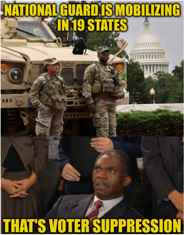 First gerrymandering, then spreading lies about mail-in ballots, and now normalizing military on the streets the 2026 election isn't going to be peaceful.