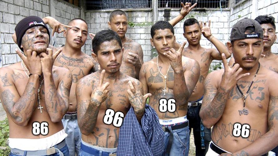 86 "Death" tattoos on some MS-13 Gang Members. This image will be presented as evidence next week.