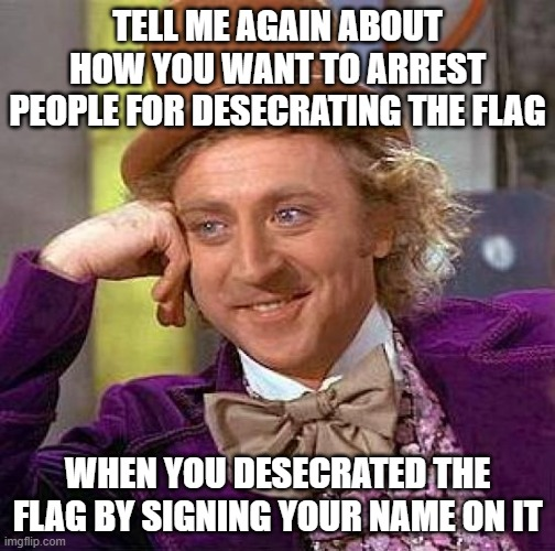 Trump desecrates the flag